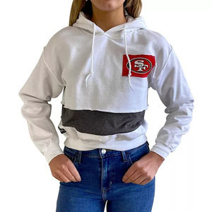 Refried Apparel San Francisco 49ers Crop Dolman Hoodie, Women's Size XL - White